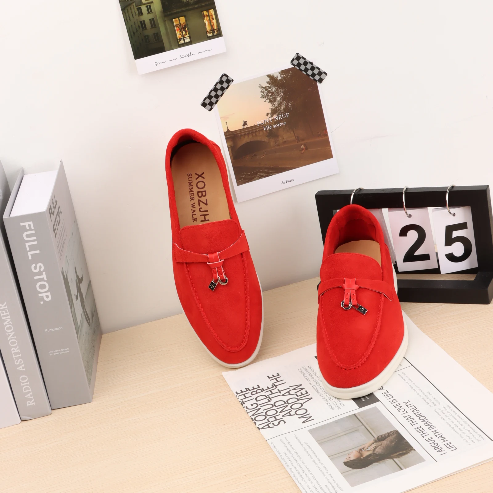 Men's loafers Mules shoes Women's flat shoes Italian luxury brand leather casual comfort metal buckle logo casual shoes
