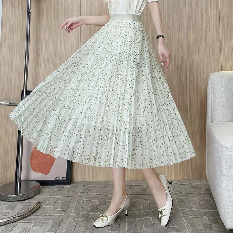 Gonna Lunga A Pieghe In Maglia Floreale Boho Donna 2022 Primavera Elastico In Vita 2 Strati Gonna Lunga Mujer Faldas Gonna A Pieghe Di Alta Qualità