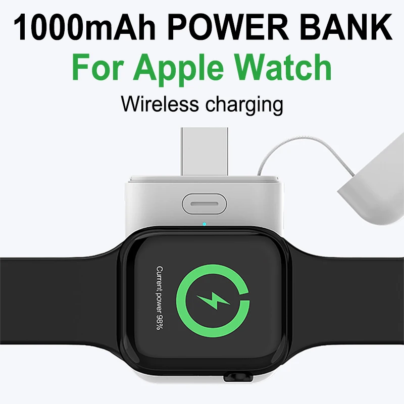 1000mah Power Bank Wireless Charger Own Cable External Battery For