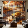 2 pieces of HD autumn wind deciduous pumpkin decorative curtain Yellow tie digital printed curtain home decoration style decorat 1