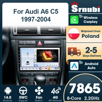 Srnubi 2 Din para Audi A6 C5 1997-2004, Navegación GPS, Radio para Auto con Android Auto, Unidad Principal Multimedia, Carplay, WIFI, 4G, Botón de Luz, Compatible con SWC, Bluetooth 5.4, Accesorios para Sistemas Inteligentes de Automóviles 1
