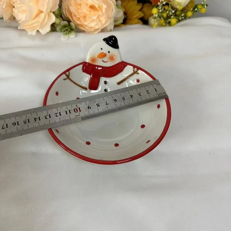 Christmas Snowman Ceramic Dessert Salad Bowl - Cute Cartoon Fruit Bowl, Creative Christmas Gift and Home Decor, Practical