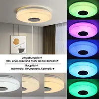Feriales 36W LED Deckenleuchte mit Bluetooth Lautsprecher – RGB Farbwechsel Dimmbar Sternenhimmel Lampe – Musik-Leuchte mit App & Fernbedienung 1