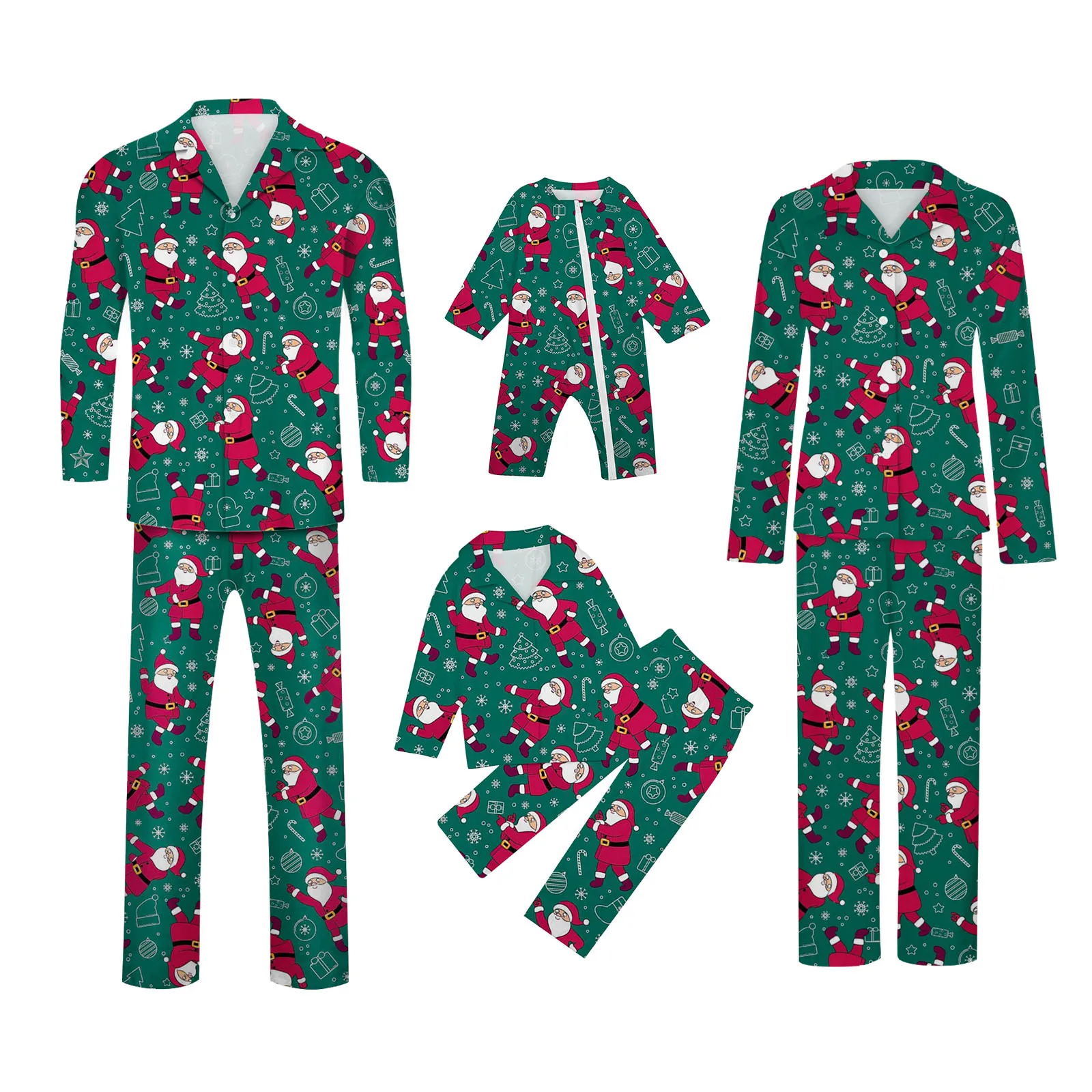 thumbnail image 4 of Conjunto de pijamas navideños a juego con estampado 3D de dibujos animados, de manga larga, para festivales, para padres e hijos, 4 of 5