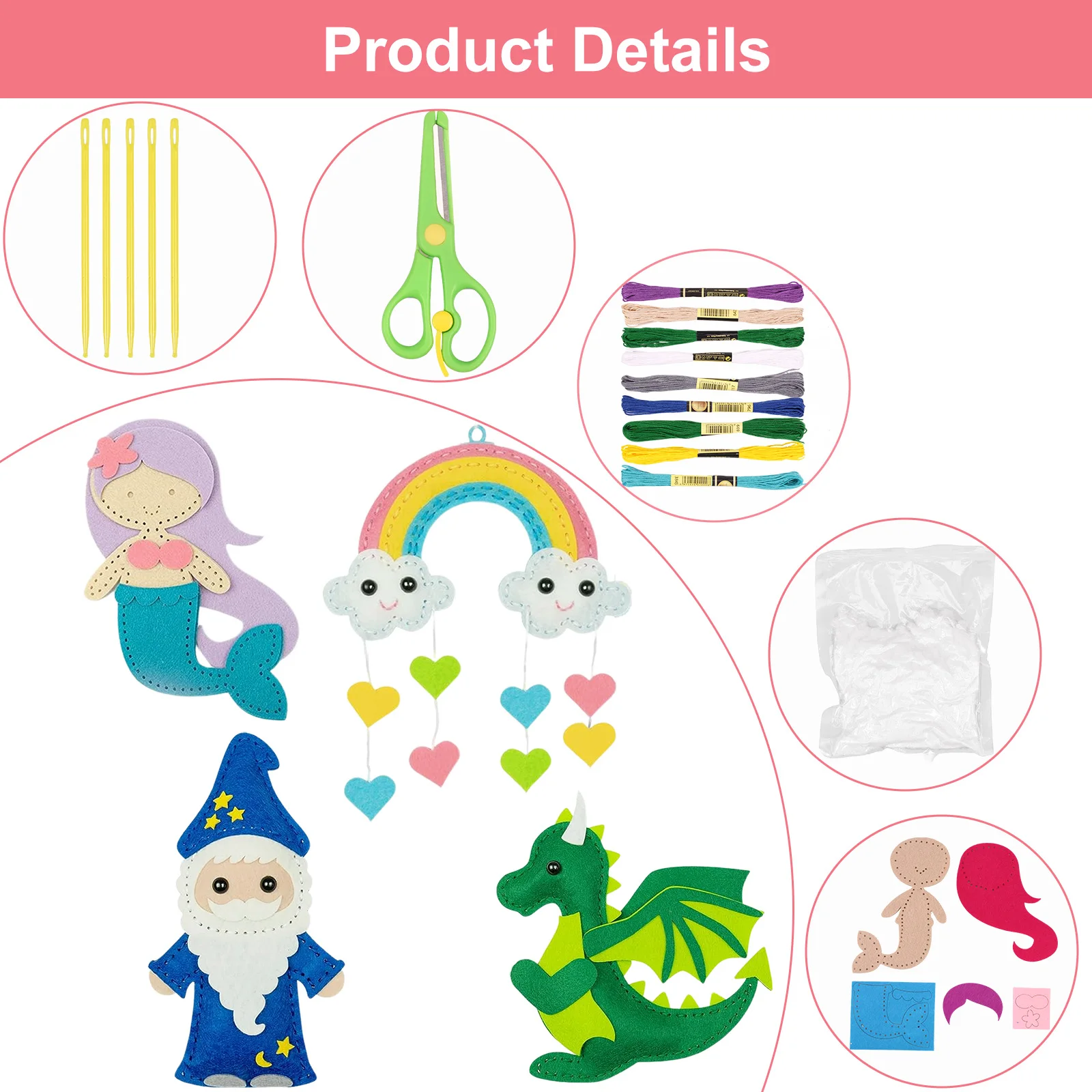 8/16Pcs Animal Sewing Craft Kit Felt Sewing Animal Craft Set Fun DIY Crafting and Set with Instructions