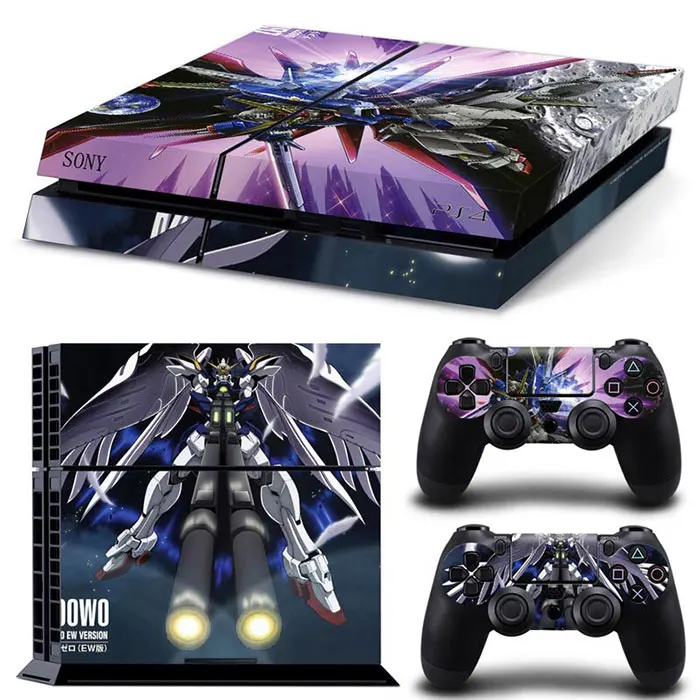 Naruto Gundam Dragon Ball Luffy Anime Vinyl Skin Sticker for PS4 Slim Console and 2 Controllers Decal Cover Game Accessories 
