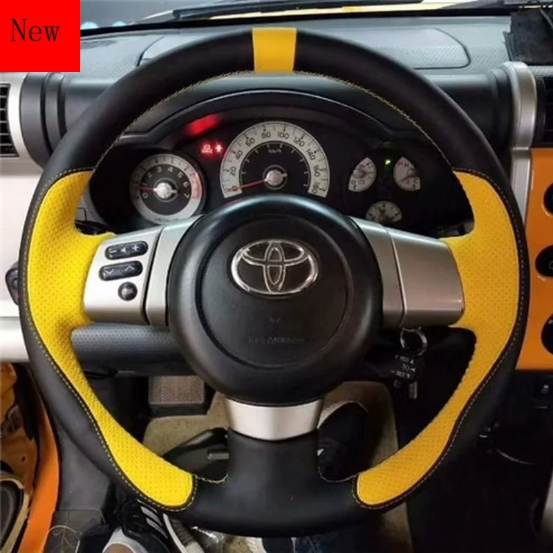 

Hand-stitched Leather Suede Steering Wheel Cover for Toyota FJ Cruiser Highlander Crown Prado Corolla Tundra Car Accessories