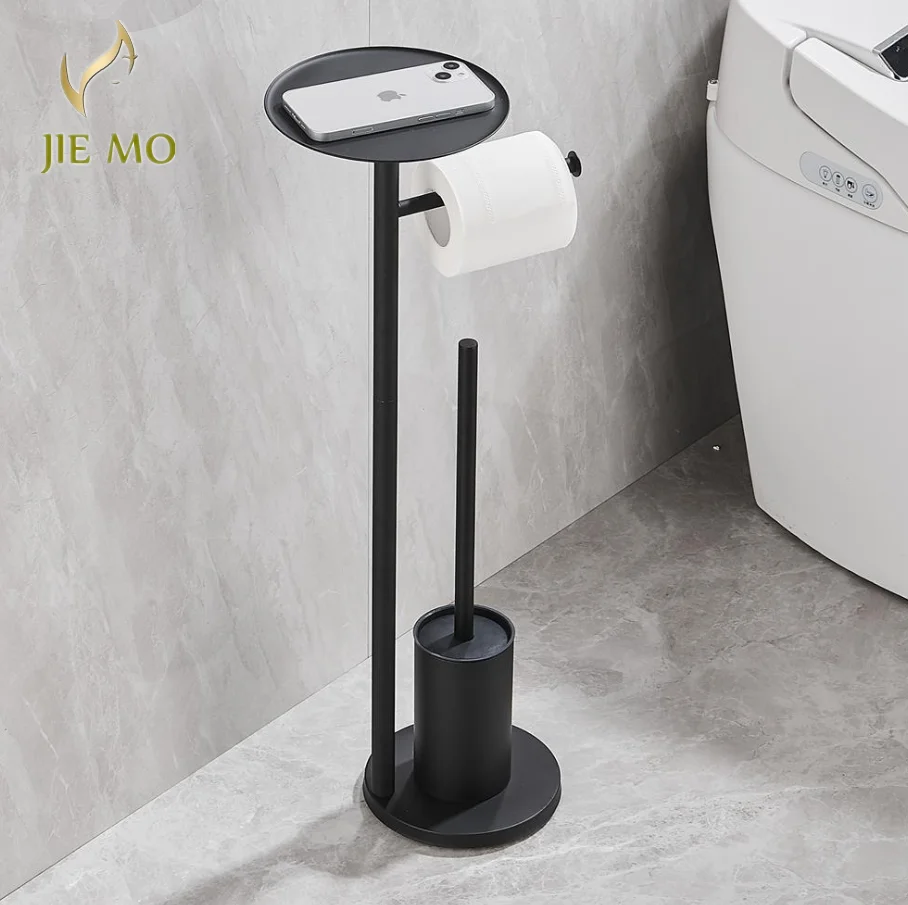 Black Stainless Steel Toilet Paper Holder with Hand Rack Set