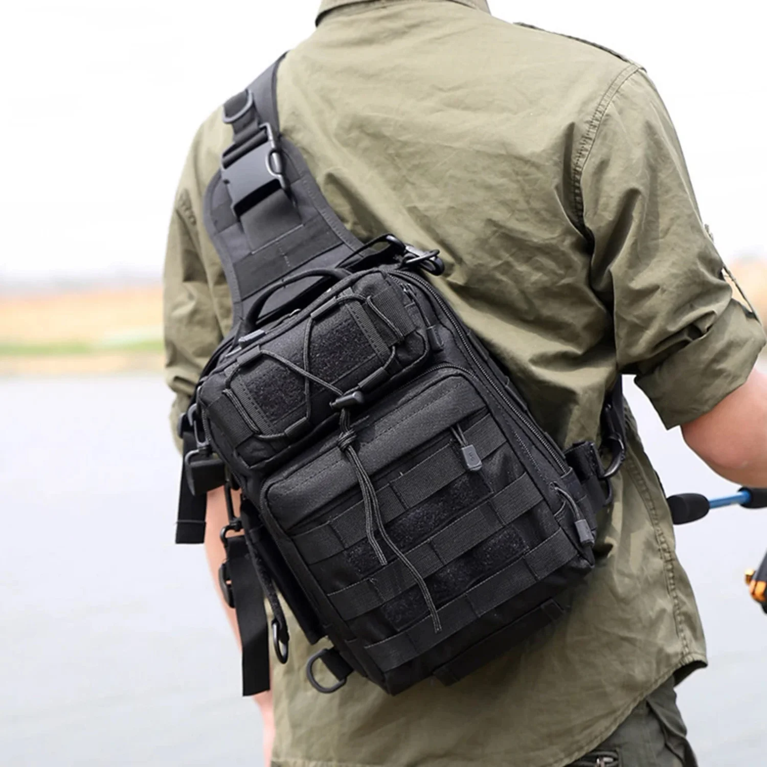 Outdoor Chest Men Fishing Tackle Multifunction Sling Single Shoulder Bags Camping Hiking Hunting Tactical Handbag