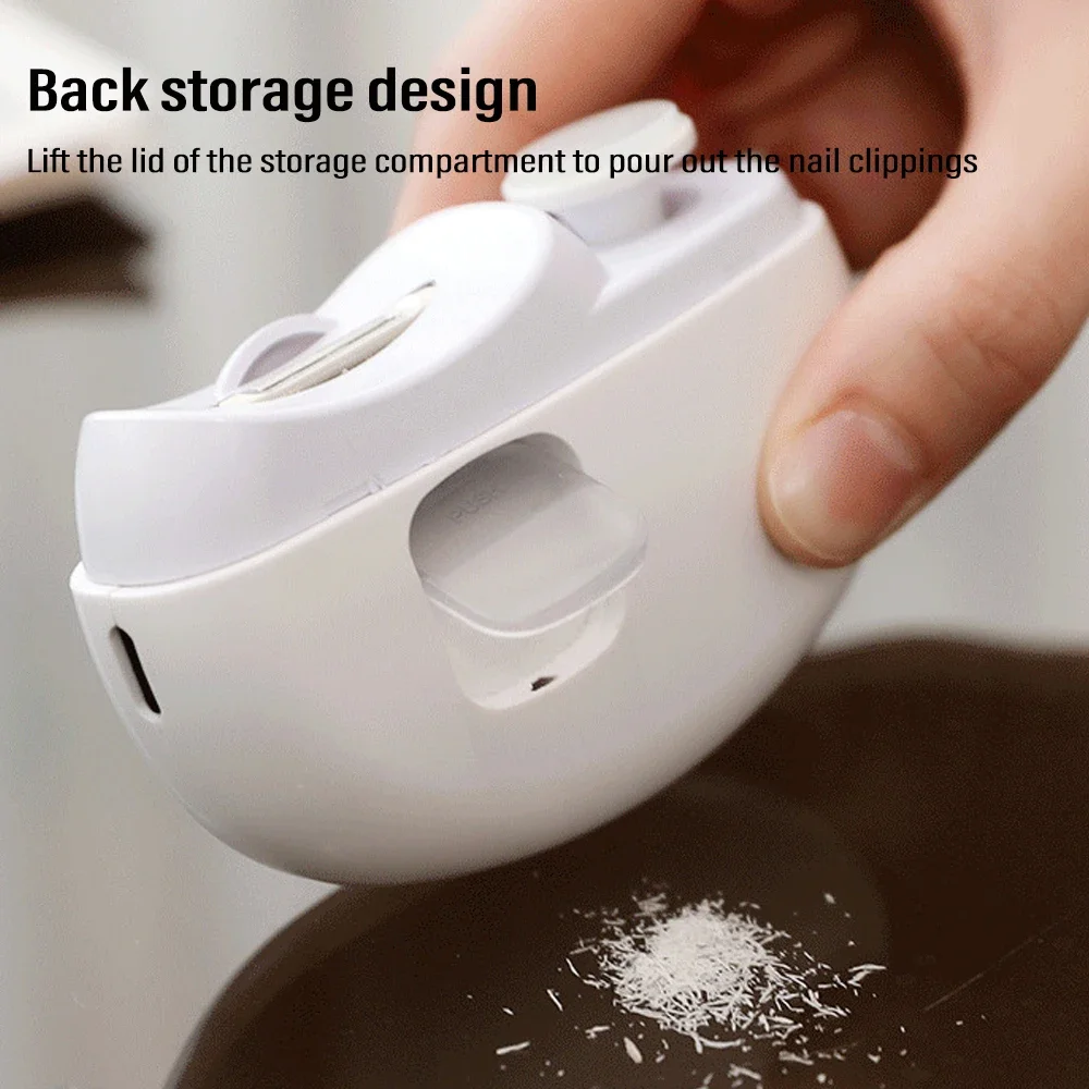 Electric Nail Clipper Cutter With LED Light 2 IN 1 Automatic Nail Grinder Trimmer For Baby Adult Mini Manicure Tools Nail Care_voghion.com
