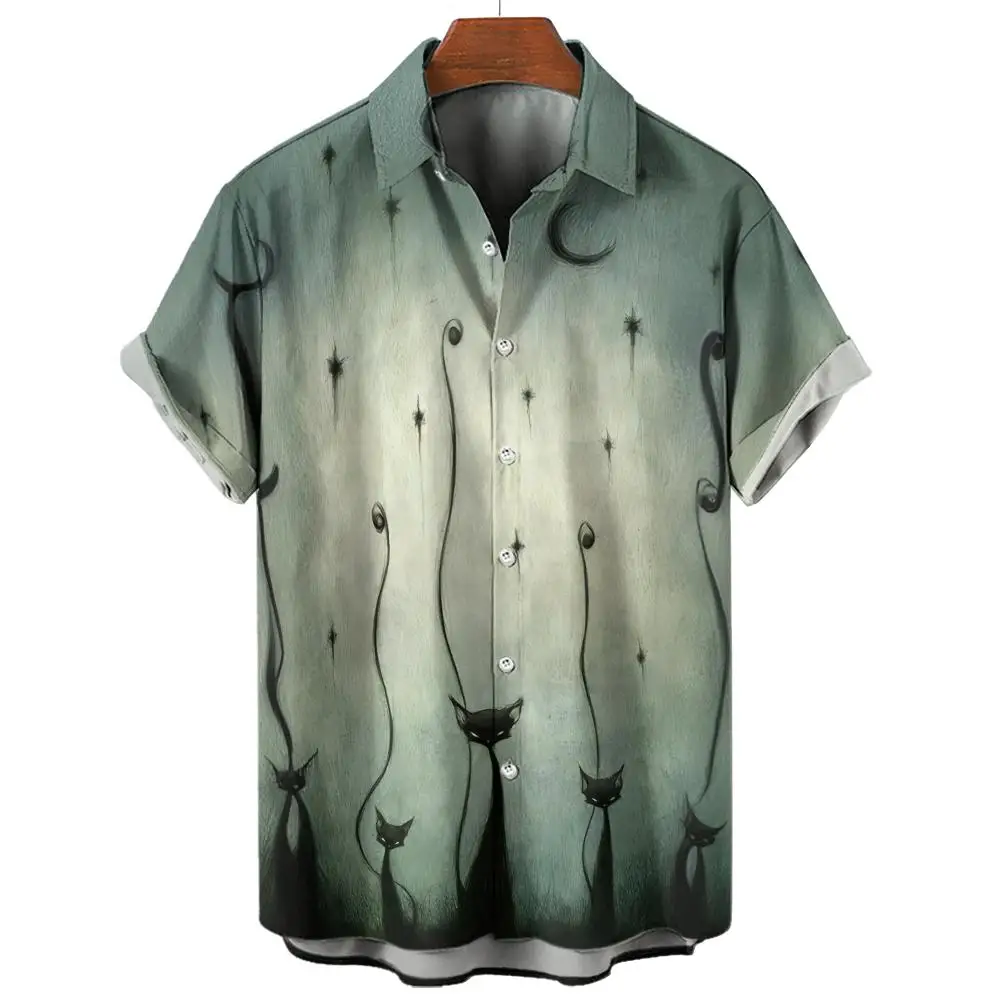 thumbnail image 1 of Camisas hawaianas clásicas para hombre 2024, camisas de manga corta de verano con estampados 3D y gráficos de gatos para la moda de estilo hawaiano, camisa básica unisex, 1 of 5