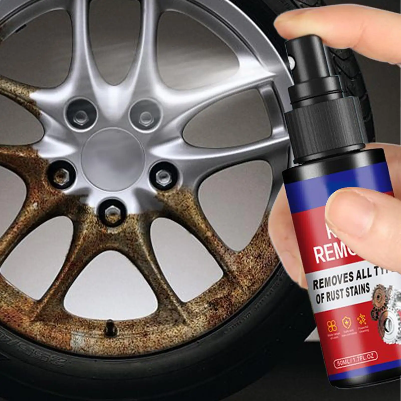 Car Rust Removal Spray Metal Car Detailing Spray Rust Dissolver Iron Stain Cleaner Auto Polishing Care for Equipment Tools