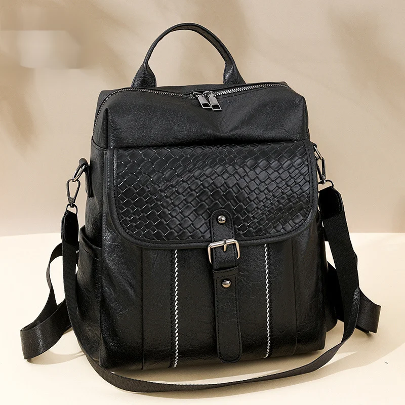 New Large Capacity Women's Backpack Soft Leather Multi Purpose Travel Backpack Single Shoulder Bag Women's Bag Student Backpack_voghion.com