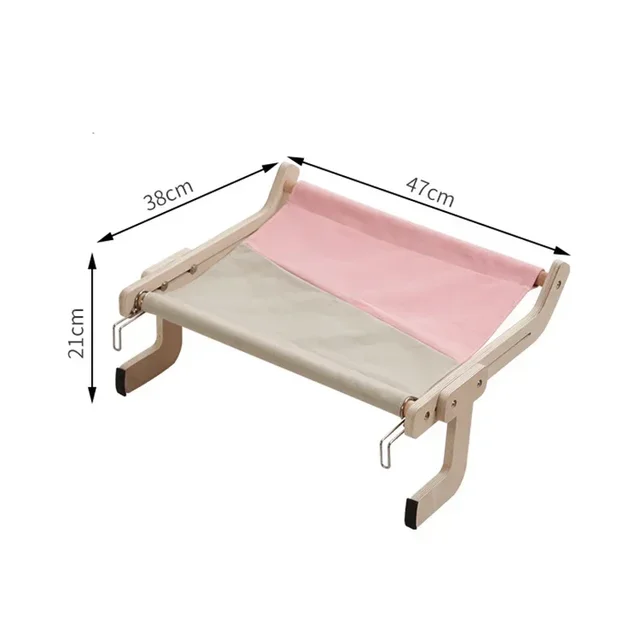 1pc Cat Window Hammock, Wooden Frame Hanging Cat Lounge Bed, Detachable Cat Basking Platform Window Seat Shelves 6