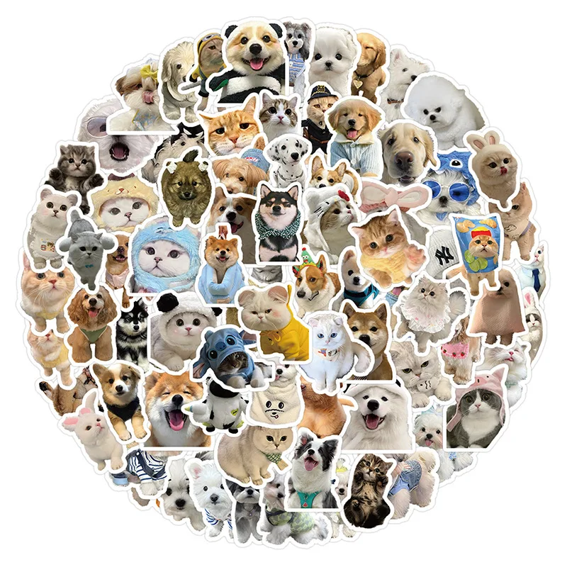 200Pcs 애완 동물 강아지 고양이 휴일 파티 스티커 휴대 전화 컵 노트북 스케이트 보드 귀여운 애완 동물 스티커 장난감