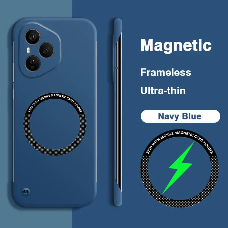 Magnetic Wireless Charging Thin Phone Case - Matte Pure PC Solid Shockproof Back Cover