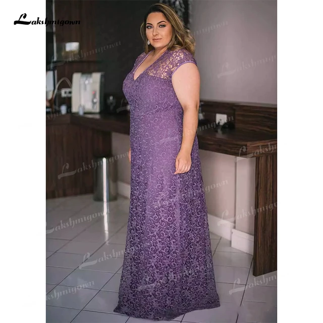 2022 Vestidos Invitada Boda Plus Size Mother Of Bride Dress V Neck Lace Cap Sleeve Floor Length Vestidos De Boda Invitada - Mother Of The Bride Dresses - AliExpress