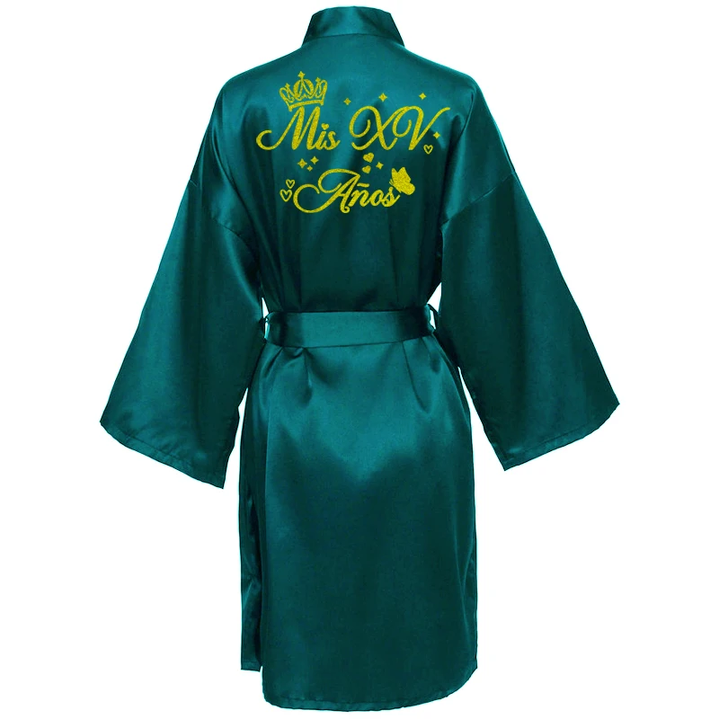 Princess Sweet 15 Years Girl Birthday Party Robes Quinceanera Robe Mis XV Bathrobe Silkly Nightgown