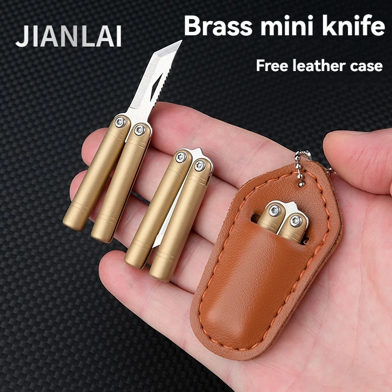 

New stainless steel folding knife, brass handle, detachable express knife, outdoor camping and unboxing portable tool knife