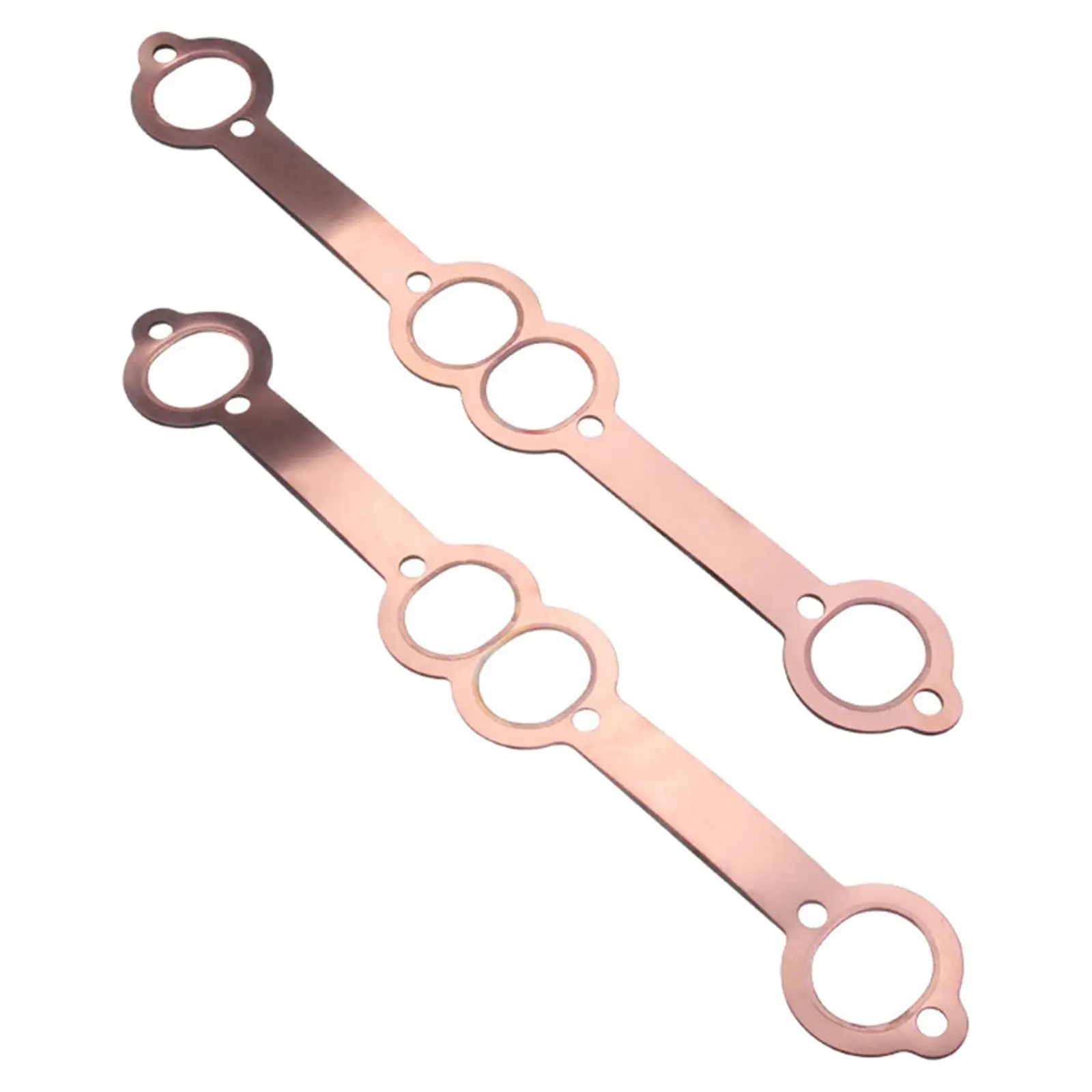 2 Pieces Car Oval Port Sbc Copper Header Exhaust Gaskets, Reusable for