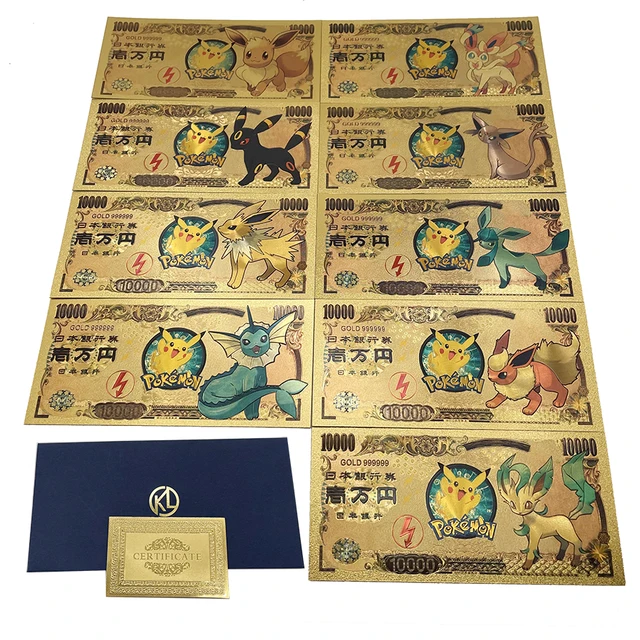 2022 anime Pokemon letter Gold Card Magic Baby commemorative gold coin collection coin Pikachu playing games children's toy gift A set of 9