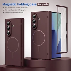 360° Foldable Magnetic Glass Protective Phone Case - Galaxy Z Fold 4 (Red)