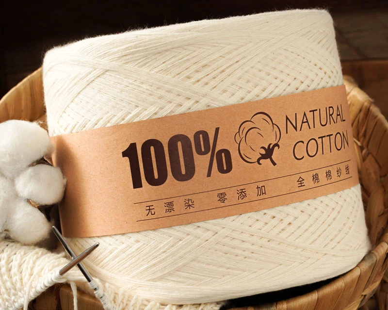 Cotton Yarn Thread for Knitting, Non-Bleached, Raw Algodon Line, Baby, Children's DIY, Handknitting, Scarf Sweaters, 500g/Ball 2