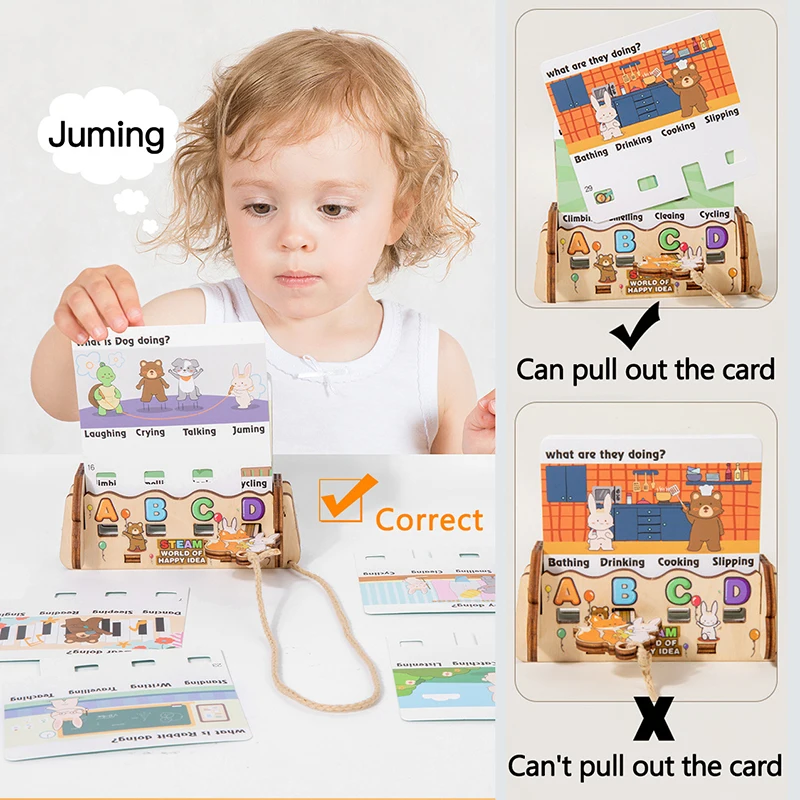 Children Alphabet Word Cards Montessori Toys Logical Thinking English Word Decryption Unlocking Table Game Early Educational Toy 3