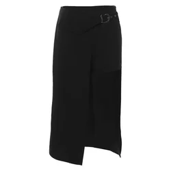 Gothic Patchwork Irregular Hem High Waist Mini Skirt - Black Techwear Grunge Style - S (230912)