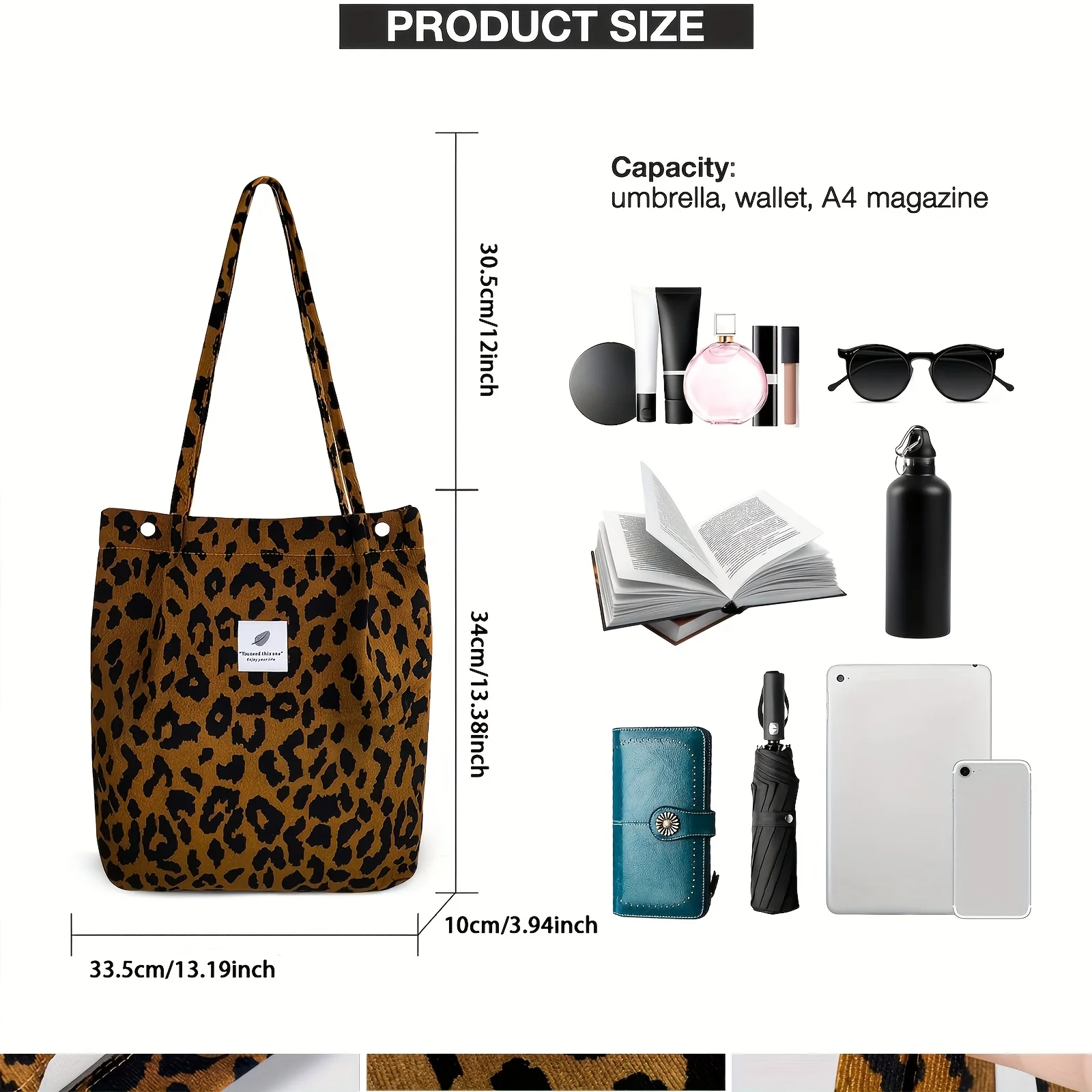 Leopard Print Women's Shoulder Bags Fashionable Canvas Tote Bag Large Capacity Beach Bag Daily Travel Handbag