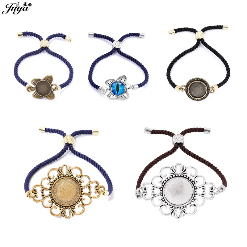 

1pcs High Grade Nylon Rope Bracelet Base 12mm 14mm 18mm 20mm 25mm Cabochon Tray For DIY Jewelry Making Bangle Accessories