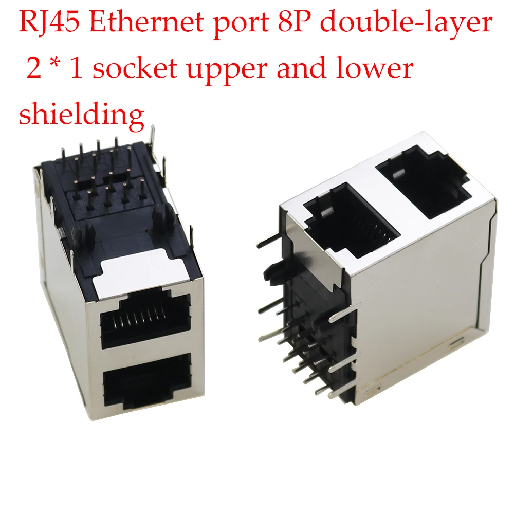 thumbnail image 1 of 1 conector hembra de plástico de metal RJ45 RJ49 de 8 pines para placa PCB SMT/horizontal/vertical, 8P8C, 10P8C, 1 of 5