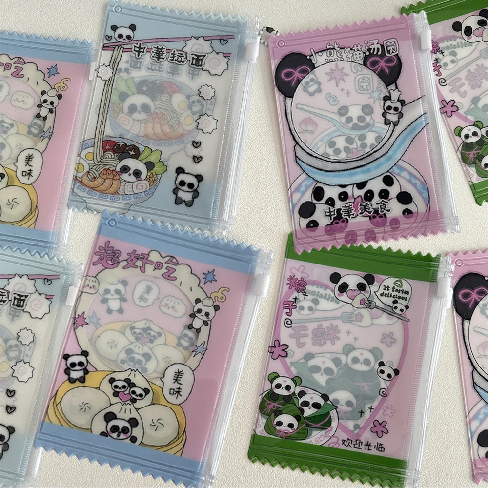 INS Cartoon Panda 3-inch Card Holder Cover Stationery PVC Card Holder Storage Bag Badge Storage Pouch Cute Creative DIY