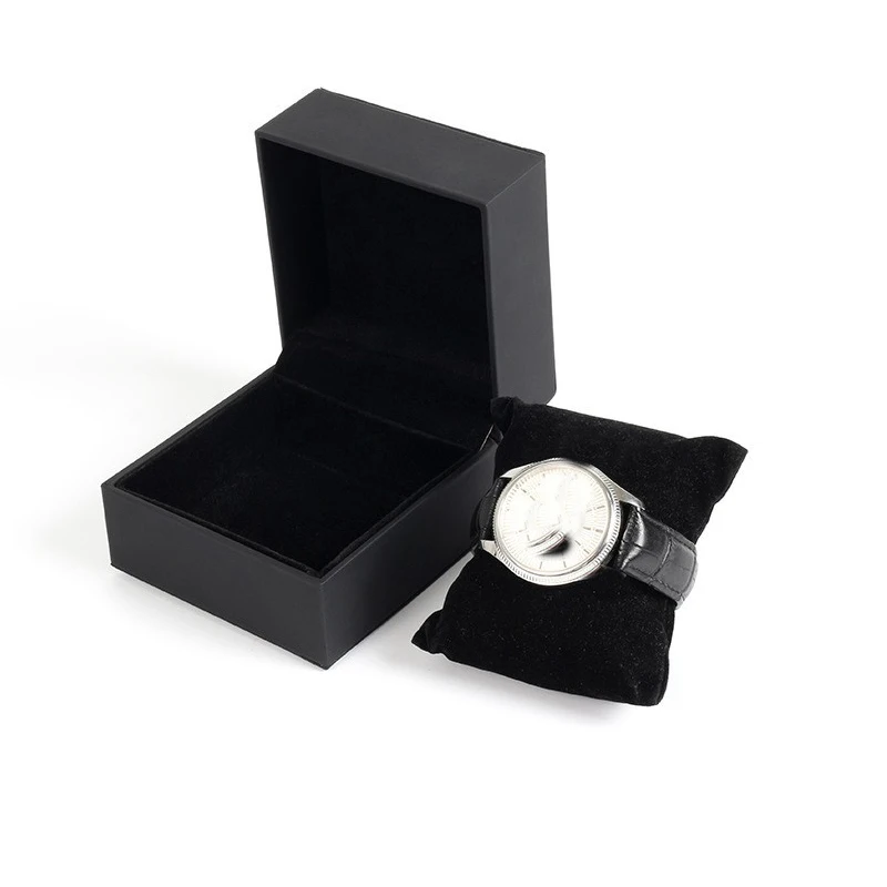Black Single Watch Gift Box With Pillow Pu Leather Wristwatch Display Case Organizer For Men/Women Watch Storage Gift Box