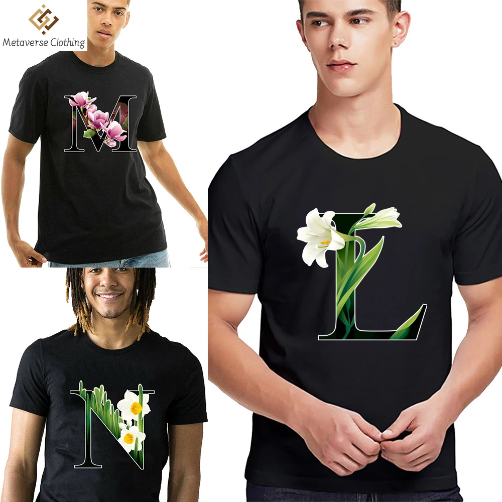 

Футболка мужская с коротким рукавом, повседневный Модный пуловер с круглым вырезом, топ с цветочным принтом, одежда с коротким рукавом, на лето