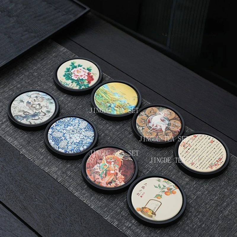 Ceramic Water Absorbing Pot Holder Quick Drying Foam Station Small Circular Tea Tray Kung Fu Teaset Accessories Chinese Tea Tray