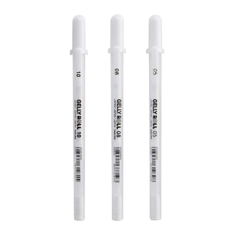 Gel Pens Colored Pens Drawing Pens Sakura Gelly Roll Gel Pen White Color 0.5mm 0.8mm 1.0mm
