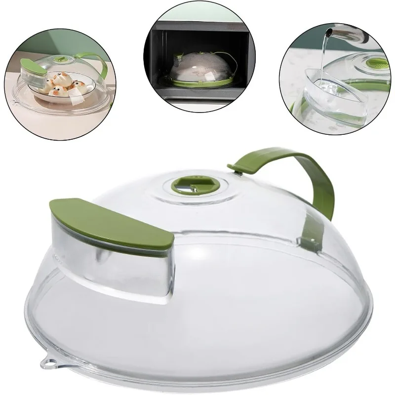 Splash Cover of Microwave Oven，Clear Microwave Splatter Cover with Handle, Kitchen Gadgets for Heating Food Meal Prep