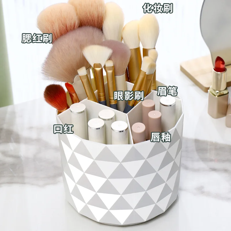 Ins 360° Rotating Make Up Organizer Plastic Organizing Boxes Portable Desktop Cosmetic Organizer Lipstick Eyebrow Pencil 4