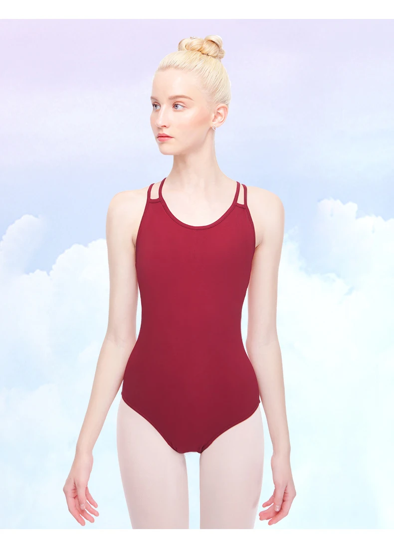 Women Ballet Leotards Double Straps Gymnastics Leotard Black Dance