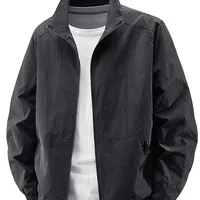 Retro Wear-Resistant Casual Men's Work Jaet Loose Fit Spring Autumn Large Size Outerwear Windproof Pure Cotton Long Sve