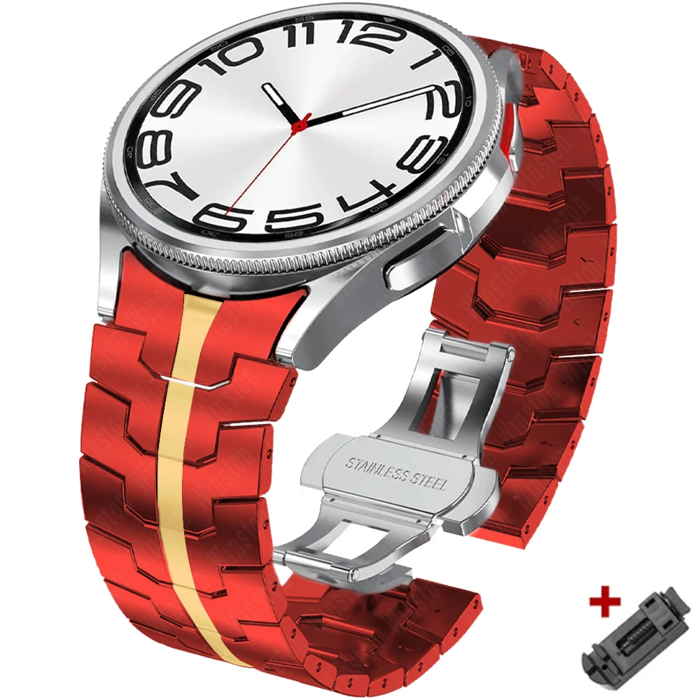 حزام من الفولاذ المقاوم للصدأ لساعة سامسونج جالاكسي 6 5 4 كلاسيكي 47 ملم 43 ملم 42 46 ملم 45 ملم بدون فجوات سوار معدني 40 44 ملم