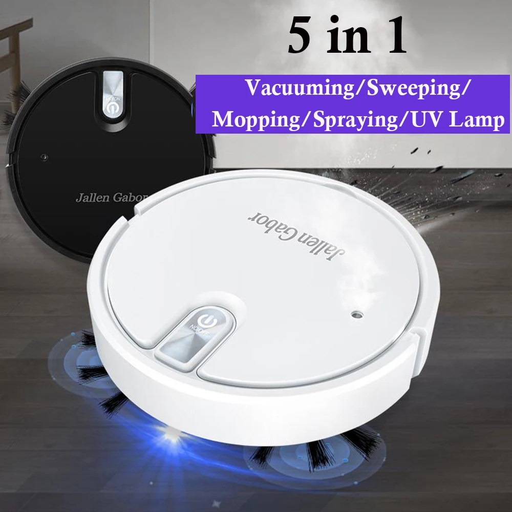

5 IN 1 Wireless Smart Robot Vacuum Cleaner With Humidifier USB Rechargeable Multifunctional Sweeper With UV Light For Home Use