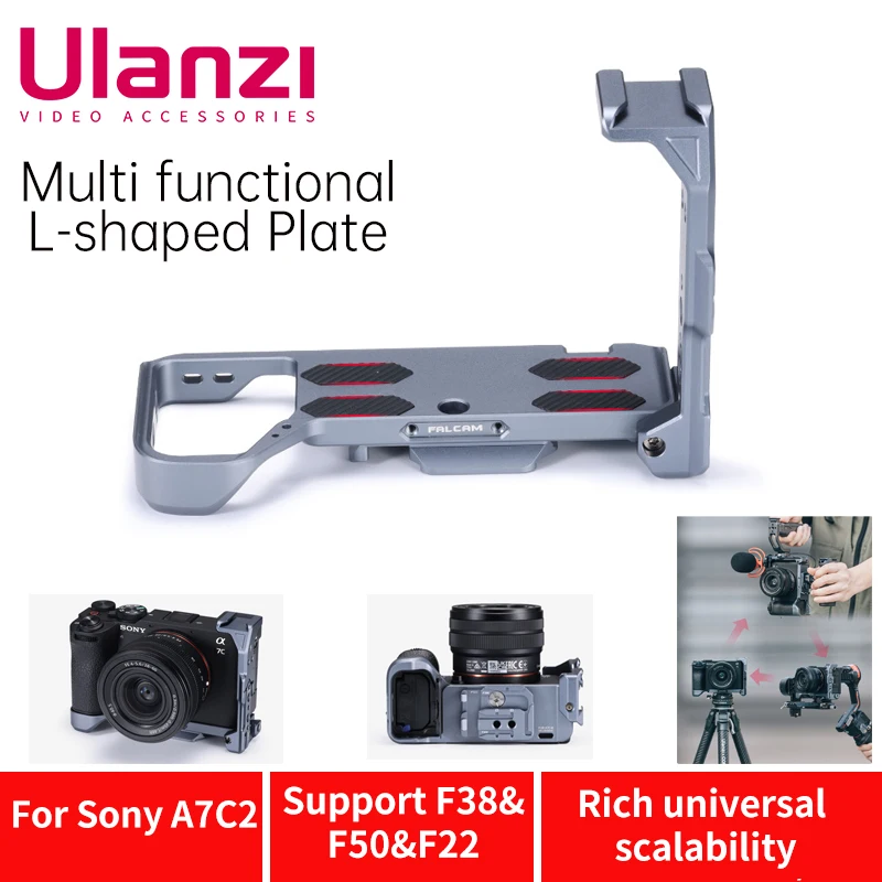 Ulanzi Falcam F22 F38 F50 Quick Release Camera L Bracket for Sony A7C2 Aluminum L- Plate Hand Grip with Cold Shoe Arca Swiss