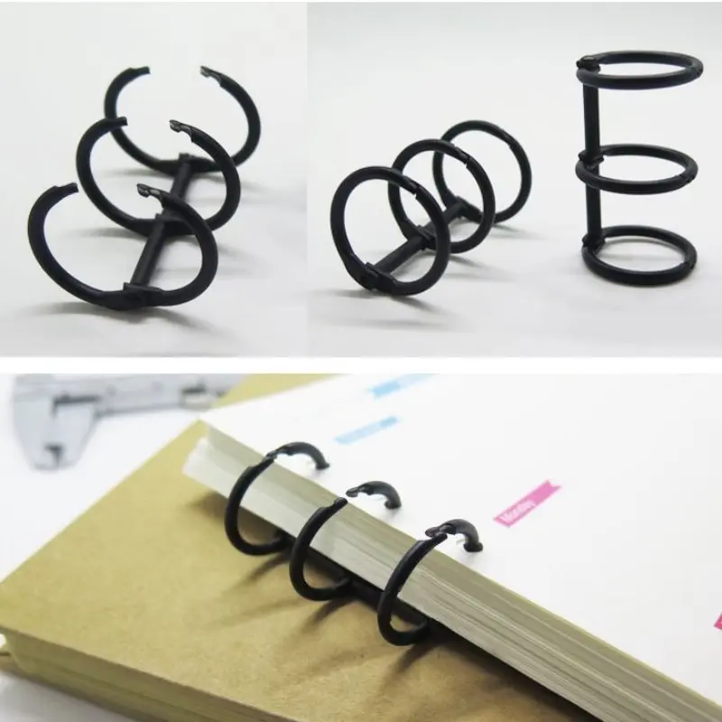 Metal Ring Binder Calendar Circle Stationery Office Metal Loose Leaf Book Binder 3 Rings For Notebook Album Scrapbook Clips 2Pcs metal ring binder metal binder ring