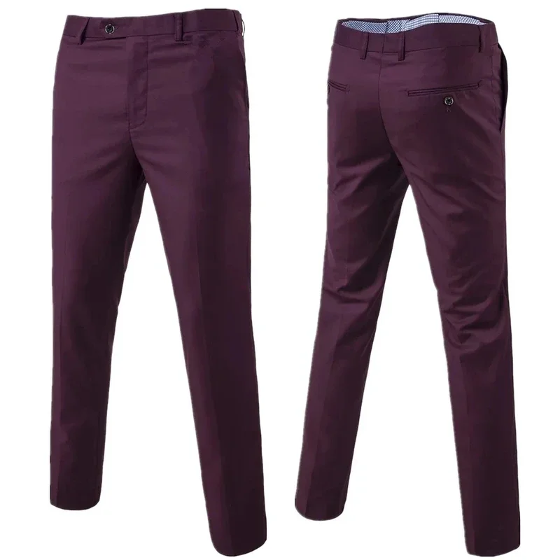 Men Groom Groomsmen Wedding Dress Business Official Solid Color Plus Size Fashion Classic Suit Pants / Men's Casual Trousers