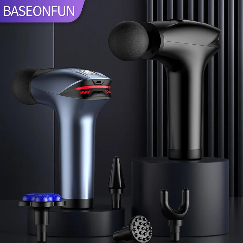 

BASEONFUN ледяной холодный компрессионный массажный пистолет, 8 уровней интенсивности, электрический массажер, глубокие ткани, расслабление мышц шеи и спины