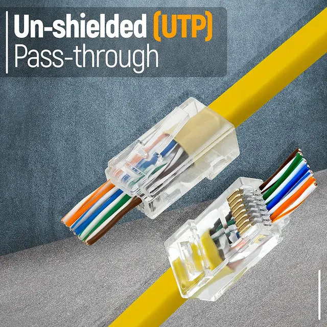 Разъемы ZoeRax RJ45 Cat5e Cat6, 50 шт., проходной разъем 30 МК, позолоченные 3-зубчатые модульные штекеры 8P8C-1,1 мм 2