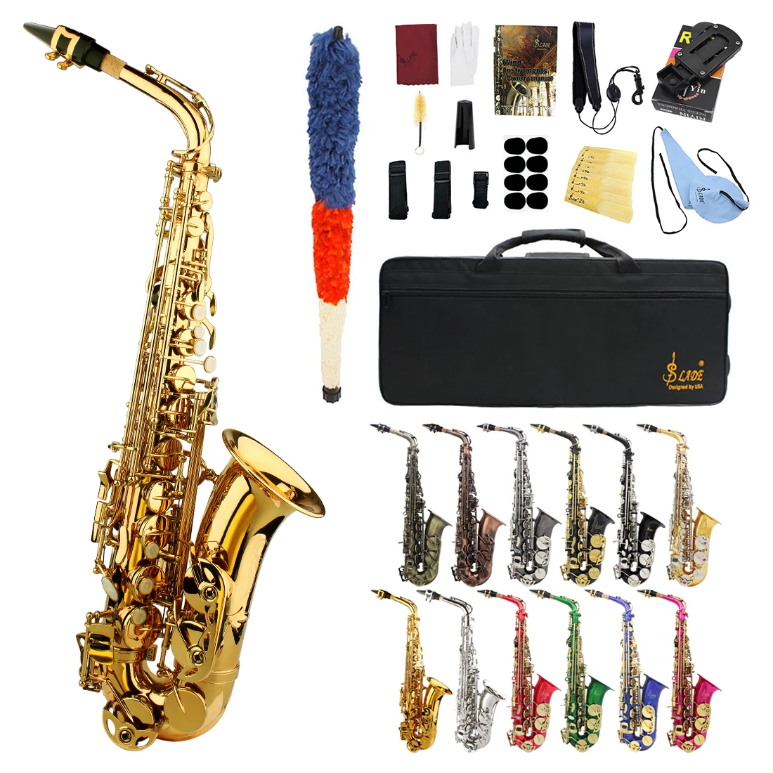 

SLADE Eb Alto Saxophone High Quality Brass Body Saxophone Set Professional Woodwind Instruments With Case Reed Sax Accessory