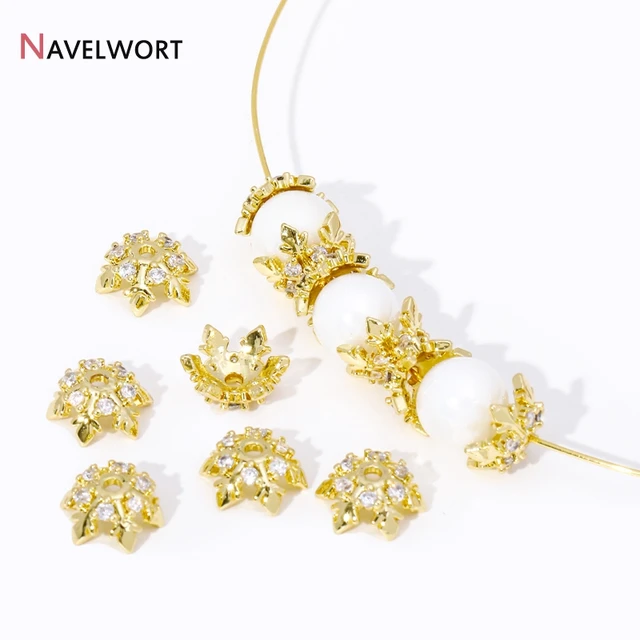 18K Gold Plated Leaf Bead Caps 2